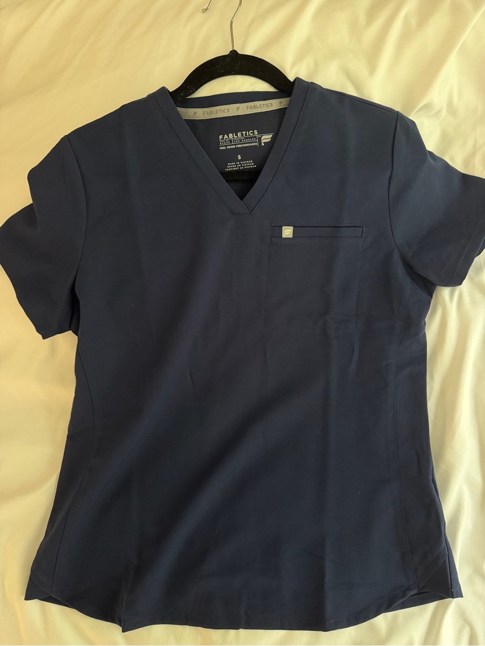Fabletics navy scrub top small